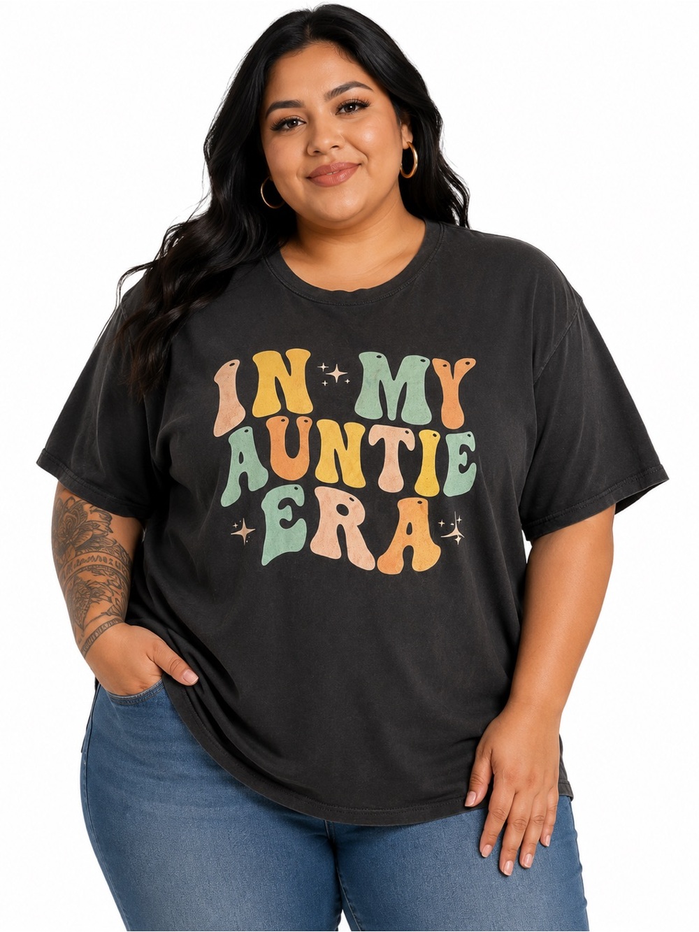 In My Auntie Era Graphic T-Shirt – Women’s 3XL – Black Retro Boho Tee